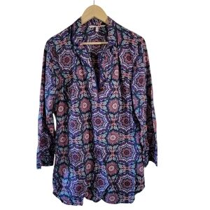 VICTORIA'S SECRET Multicolored Floral Sleepwear Dress Sz S/P LS Collared Modal